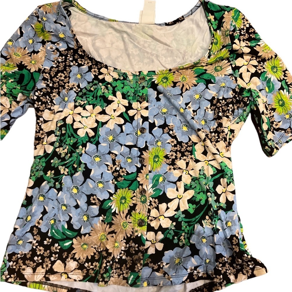 H&M Floral Viscose Tshirt short sleeve, Sz m